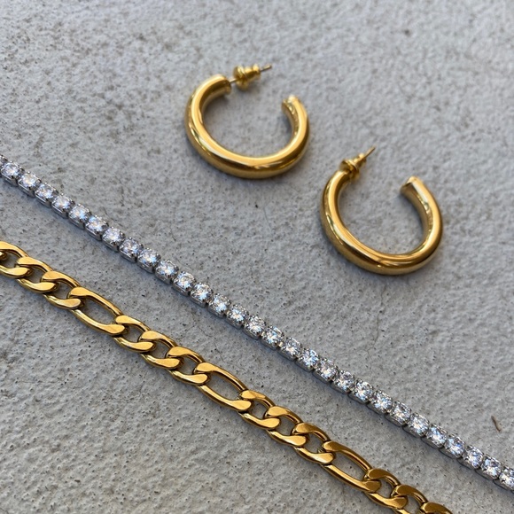 Chunky Hoop Earrings- Gold Plated - Picture 3 of 3